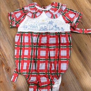 Dondolo Plaid Romper with Nativity Scene